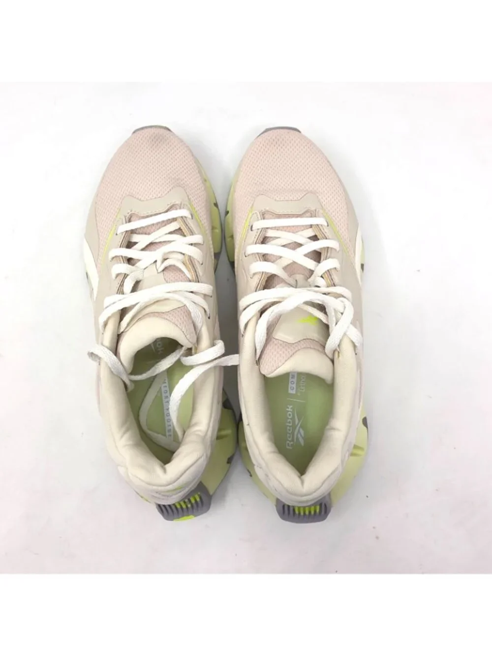 Reebok Zig Dynamica Sneakers Shoes Womens 7 Beige Green Comfort Footbed Athletic